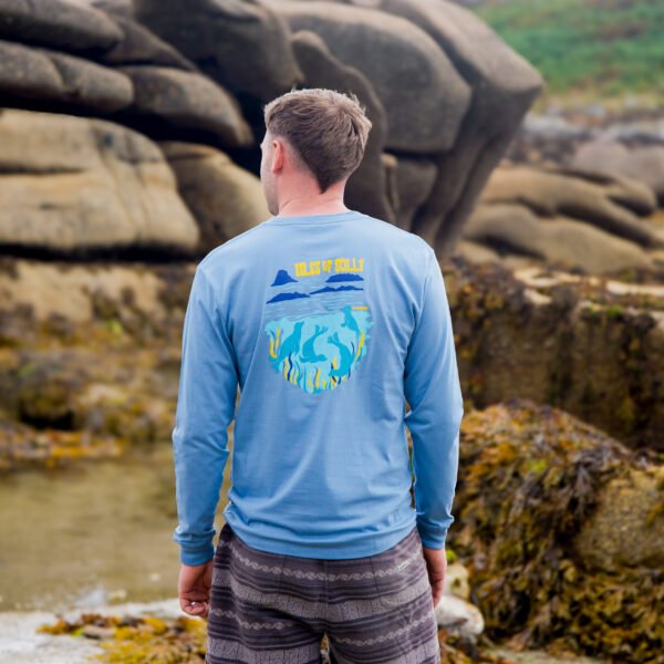 Scilly Seals Unisex Long Sleeve Shirt - Blue, S